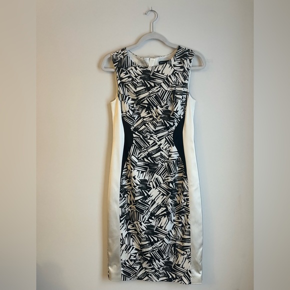 Karen Millen Graphic Monochrome Sheath Dress | US 8 /Uk 12| Black & White Pencil - Picture 2 of 7
